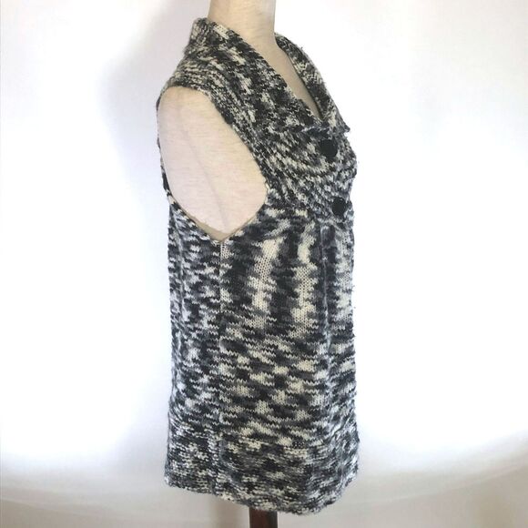 Daytrip Black White Sleeveless Open Cardigan MED - Picture 2 of 7